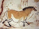 Peinture d'un cheval de Przewalski dans la grotte de Lascaux