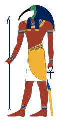 Drawing of the god Thoth, shown with the head of an ibis, based on the New Kingdom tombs - CC BY-SA 4.0 Jeff Dahl