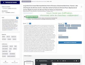 Une notice HAL-science ouverte avec une affiliation comme chercheur indépendant